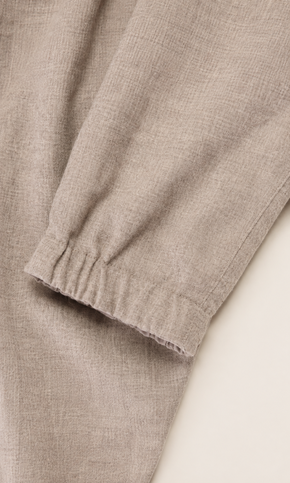 Wool and cashmere fabric and elasticated cuff detail