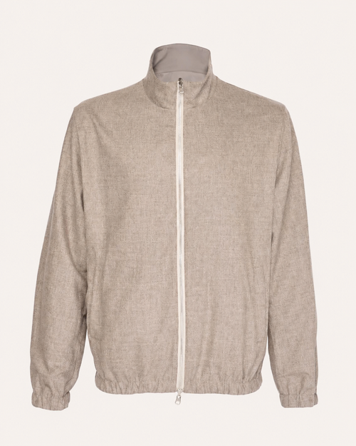 Sand taupe wool and cashmere inner face of Marco Pescarolo Forza 0 jacket
